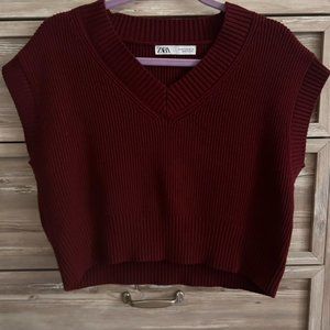 Maroon Zara knit sweater vest